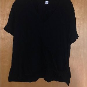 Black Wrap Front Tee